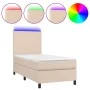 Box spring bed LED mattress cappuccino synthetic leather 80x200 cm by , Beds and slatted bases - Ref: Foro24-3135794, Price: ...