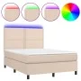 Boxspringbett LED-Matratze Kunstleder Cappuccino 140x190cm von , Betten und Lattenroste - Ref: Foro24-3135884, Preis: 526,94 ...