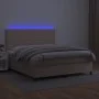 Box spring bed LED mattress cappuccino synthetic leather 140x200cm by , Beds and slatted bases - Ref: Foro24-3135890, Price: ...