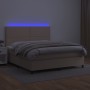 Cama box spring colchón LED cuero sintético capuchino 140x200cm de , Camas y somieres - Ref: Foro24-3135890, Precio: 477,56 €...