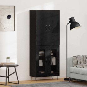 Aparador alto 2 pcs Roble Negro Madera tecnológica y vidrio en Aparadores | Comprar online en Foro24