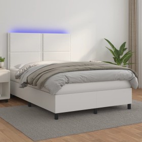 Boxspringbett mit Matratze und LED-weißem Kunstleder 140x200 cm von , Betten und Lattenroste - Ref: Foro24-3135886, Preis: 51...