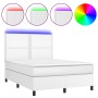 Boxspringbett mit Matratze und LED-weißem Kunstleder 140x200 cm von , Betten und Lattenroste - Ref: Foro24-3135886, Preis: 51...