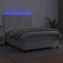 Box spring bed with mattress and LED white synthetic leather 140x200 cm by , Beds and slatted bases - Ref: Foro24-3135886, Pr...
