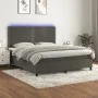 Box spring bed with mattress and LED dark gray velvet 160x200 cm by , Beds and slatted bases - Ref: Foro24-3136072, Price: 50...