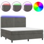 Box spring bed with mattress and LED dark gray velvet 160x200 cm by , Beds and slatted bases - Ref: Foro24-3136072, Price: 52...