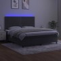 Box spring bed with mattress and LED dark gray velvet 160x200 cm by , Beds and slatted bases - Ref: Foro24-3136072, Price: 52...