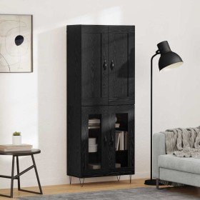 Aparador alto Roble Negro 69,5 x 34 x 180 cm en Aparadores | Comprar online en Foro24