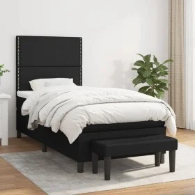 Box spring bed with black fabric mattress 90x200 cm by , Beds and slatted bases - Ref: Foro24-3136487, Price: 354,63 €, Disco...