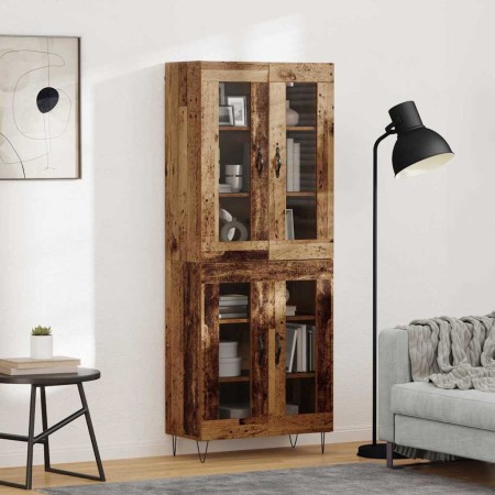 Aparador alto Madera envejecida 69,5 x 34 x 180 cm en Aparadores | Comprar online en Foro24