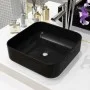 Square black ceramic washbasin 38x38x13.5 cm by vidaXL, Sinks - Ref: Foro24-142733, Price: 70,25 €, Discount: %