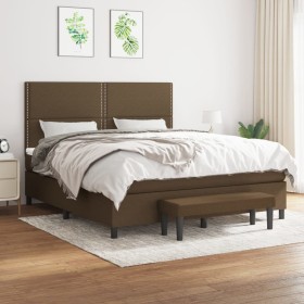 Cama box spring con colchón tela marrón oscuro 160x200 cm de , Camas y somieres - Ref: Foro24-3136528, Precio: 568,83 €, Desc...