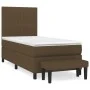 Box spring bed with dark brown fabric mattress 100x200 cm by , Beds and slatted bases - Ref: Foro24-3136736, Price: 392,98 €,...