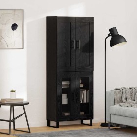 Aparador alto Roble Negro 69,5 x 34 x 180 cm en Aparadores | Comprar online en Foro24