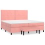 Cama box spring con colchón terciopelo rosa 200x200 cm