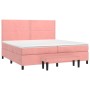 Cama box spring con colchón terciopelo rosa 200x200 cm