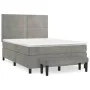Box spring bed with light gray velvet mattress 140x200 cm by , Beds and slatted bases - Ref: Foro24-3137785, Price: 501,62 €,...