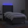 Box spring bed mattress and LED lights dark gray fabric 90x190 cm by , Beds and slatted bases - Ref: Foro24-3138198, Price: 3...