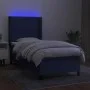 Box spring bed mattress and LED lights blue fabric 90x190 cm by , Beds and slatted bases - Ref: Foro24-3138203, Price: 338,67...