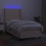 Box spring bed mattress and LED lights cream fabric 80x200 cm by , Beds and slatted bases - Ref: Foro24-3138274, Price: 333,2...