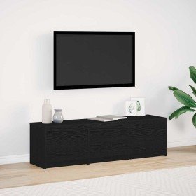 Gabinete de TV con LEDs con cajón Roble Negro 140 x 34 x 40 cm en Muebles TV | Comprar online en Foro24