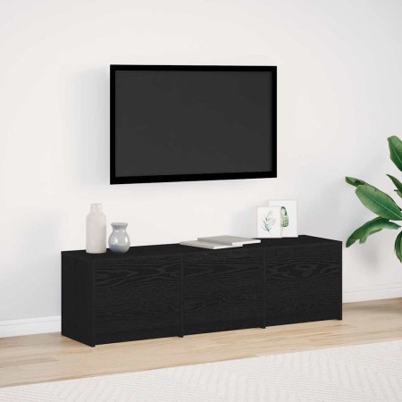 Gabinete de TV con LEDs con cajón Roble Negro 140 x 34 x 40 cm en Muebles TV | Comprar online en Foro24
