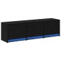 Gabinete de TV con LEDs con cajón Roble Negro 140 x 34 x 40 cm en Muebles TV | Comprar online en Foro24