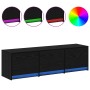 Gabinete de TV con LEDs con cajón Roble Negro 140 x 34 x 40 cm en Muebles TV | Comprar online en Foro24