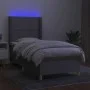 Box spring bed mattress and LED lights light gray fabric 90x200 cm by , Beds and slatted bases - Ref: Foro24-3138765, Price: ...