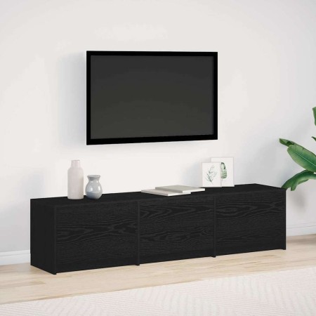 Gabinete de TV con LEDs con cajón Roble Negro 162 x 34 x 40 cm en Muebles TV | Comprar online en Foro24