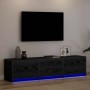 Gabinete de TV con LEDs con cajón Roble Negro 162 x 34 x 40 cm en Muebles TV | Comprar online en Foro24
