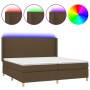 Box spring bed mattress LED lights dark brown fabric 200x200 cm by , Beds and slatted bases - Ref: Foro24-3138744, Price: 667...