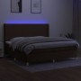 Box spring bed mattress LED lights dark brown fabric 200x200 cm by , Beds and slatted bases - Ref: Foro24-3138744, Price: 667...