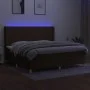 Box spring bed mattress LED lights dark brown fabric 200x200 cm by , Beds and slatted bases - Ref: Foro24-3138744, Price: 668...