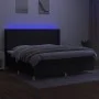 Box spring bed mattress and LED lights black fabric 200x200 cm by , Beds and slatted bases - Ref: Foro24-3138823, Price: 646,...