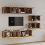 Set de muebles de TV 6 pzas madera contrachapada roble ahumado