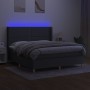 Box spring bed mattress and LED lights dark gray fabric 180x200 cm by , Beds and slatted bases - Ref: Foro24-3138814, Price: ...