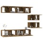 Set de muebles de TV 6 pzas madera contrachapada roble ahumado