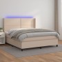 Cama box spring colchón LED cuero sintético capuchino 180x200cm de , Camas y somieres - Ref: Foro24-3139342, Precio: 648,03 €...