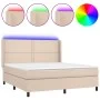 Box spring bed LED mattress synthetic leather cappuccino 180x200cm by , Beds and slatted bases - Ref: Foro24-3139342, Price: ...