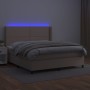 Cama box spring colchón LED cuero sintético capuchino 180x200cm de , Camas y somieres - Ref: Foro24-3139342, Precio: 648,03 €...