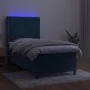 Box spring bed with mattress and LED dark blue velvet 80x200 cm by , Beds and slatted bases - Ref: Foro24-3139473, Price: 309...