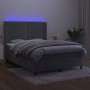 Cama box spring colchón y LED terciopelo gris claro 140x190 cm de , Camas y somieres - Ref: Foro24-3139499, Precio: 529,08 €,...