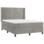Cama box spring colchón y LED terciopelo gris claro 140x190 cm de , Camas y somieres - Ref: Foro24-3139499, Precio: 529,08 €,...