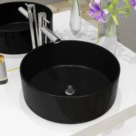 Round black ceramic sink 40x15 cm by vidaXL, Sinks - Ref: Foro24-142737, Price: 62,02 €, Discount: %