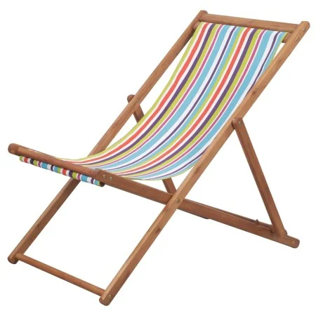 Folding beach chair fabric and multicolored wooden structure by vidaXL, Garden chairs - Ref: Foro24-44002, Price: 66,45 €, Di...