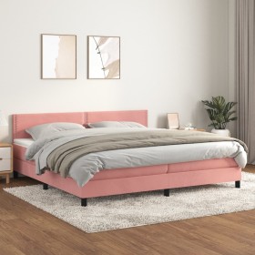 Box spring bed with pink velvet mattress 200x200 cm by , Beds and slatted bases - Ref: Foro24-3141268, Price: 532,36 €, Disco...