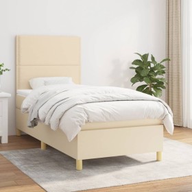Boxspringbett mit cremefarbener Stoffmatratze 90x190 cm von , Betten und Lattenroste - Ref: Foro24-3142222, Preis: 338,15 €, ...