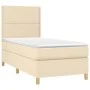 Box spring bed with cream fabric mattress 90x190 cm by , Beds and slatted bases - Ref: Foro24-3142222, Price: 329,85 €, Disco...