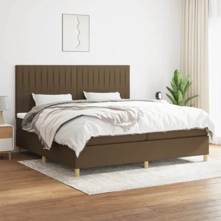 Box spring bed with dark brown fabric mattress 200x200 cm by , Beds and slatted bases - Ref: Foro24-3142524, Price: 646,49 €,...
